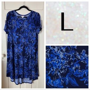 EUC LuLaRoe Carly Dress, Slinky Fabric Blue Floral